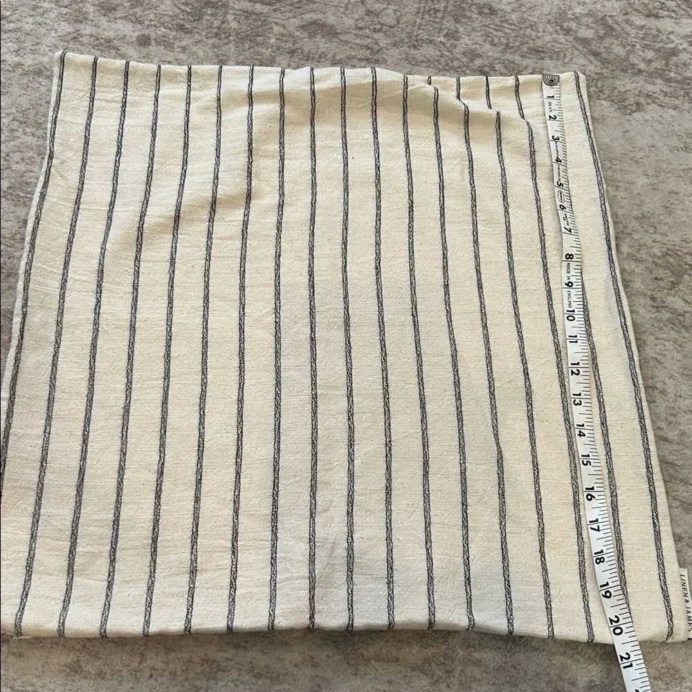 Linen and James Walker Natural Black Stripe pillow cover 20”x20”